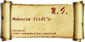 Makszim Ilián névjegykártya